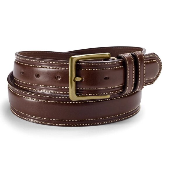 Orvis Sedgwick Bridle Men's Brown Leather Belt with Stitching Sz 44 - Picture 1 of 9